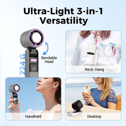 Mini Ice Cold Fan High-Speed Handheld Electric Fan 4000Mah USB Portable Rechargeable Outdoor Small Fan 100 Speed Adjustable