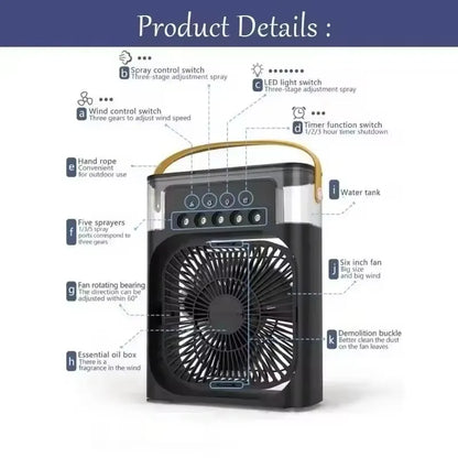 3-In-1 Household Fan, Small Air Cooler with LED Night Light, Portable Air Conditioning, New