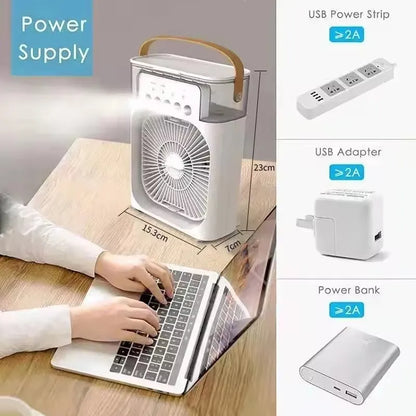 3-In-1 Household Fan, Small Air Cooler with LED Night Light, Portable Air Conditioning, New
