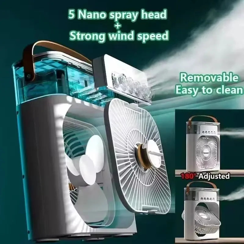 3-In-1 Household Fan, Small Air Cooler with LED Night Light, Portable Air Conditioning, New